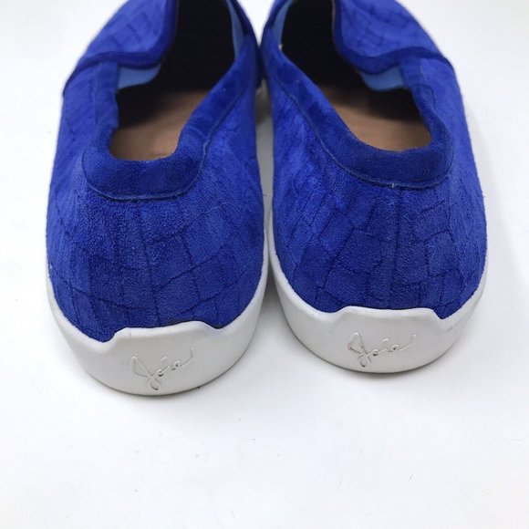 Joie Platform Flats Huxley Blue White Suede Croc Embossed Sneakers - Picture 4 of 7